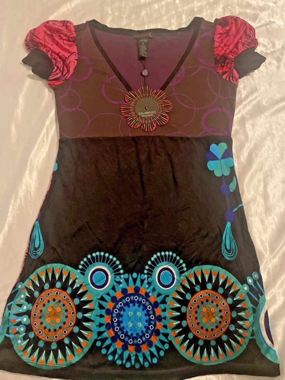 Vintage Custo Barcelona Mini Dress-Bohemian Design-Y2K-Deadstock-Boho Artwear